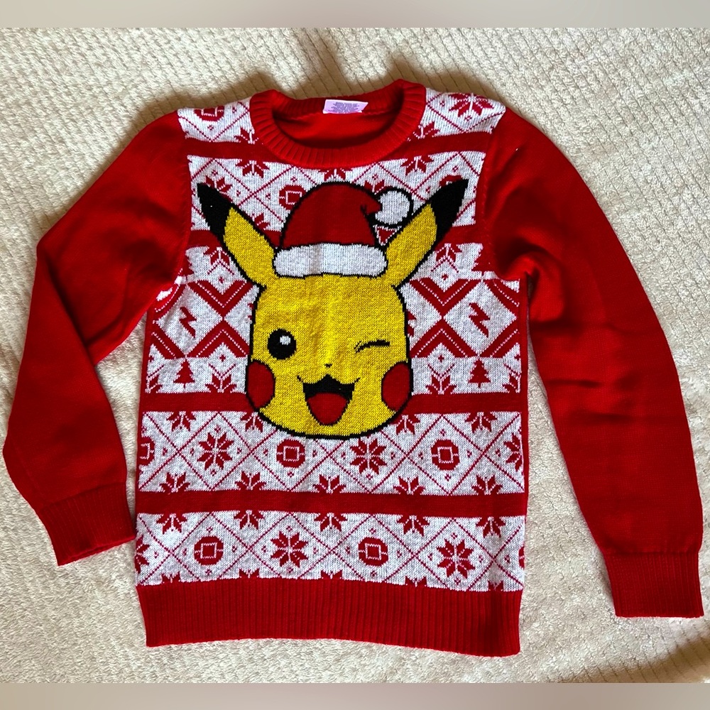Kids “Ugly” Pokémon Sweater - size 7 - Pikachu Christmas